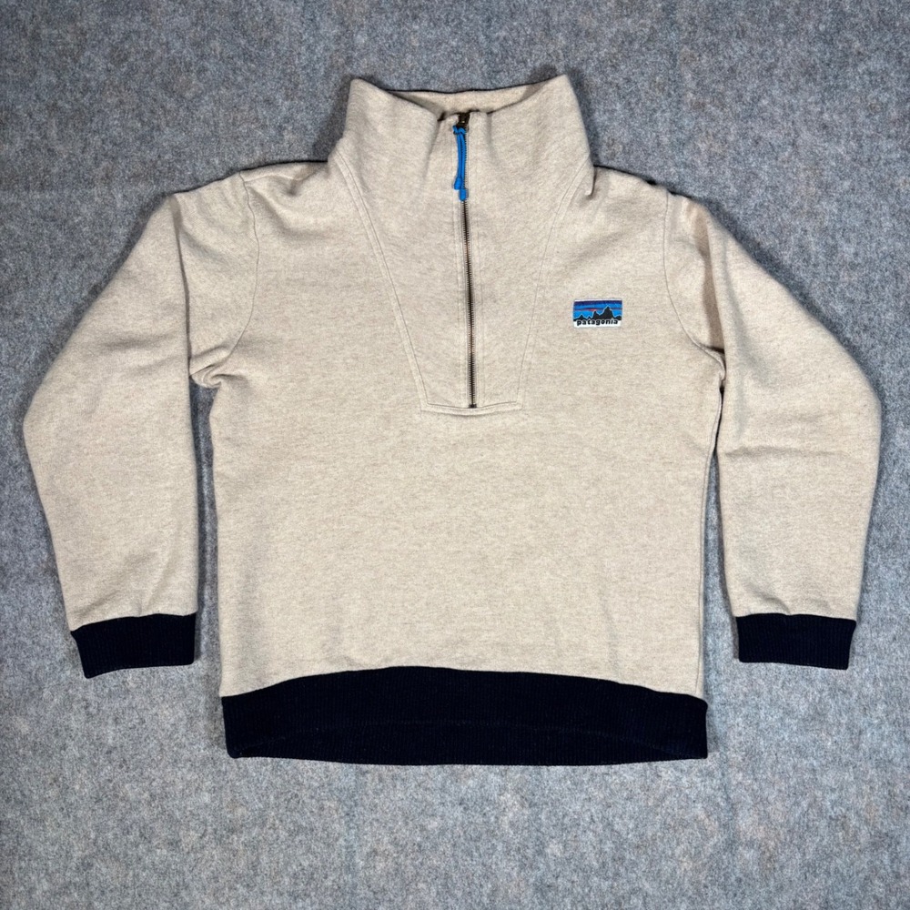 Patagonia Mens M Beige Oatmeal Woolie Fleece Pullover‎ 1/2 Zip Jacket 26905 Gorp